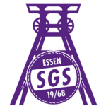 Das Logo der SGS Essen im Förderturm integriert.
